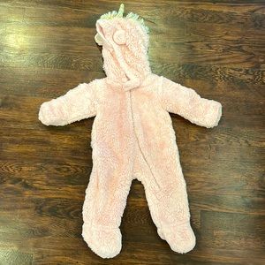MUD PIE - pink & gold unicorn onesie with hood super soft and warm